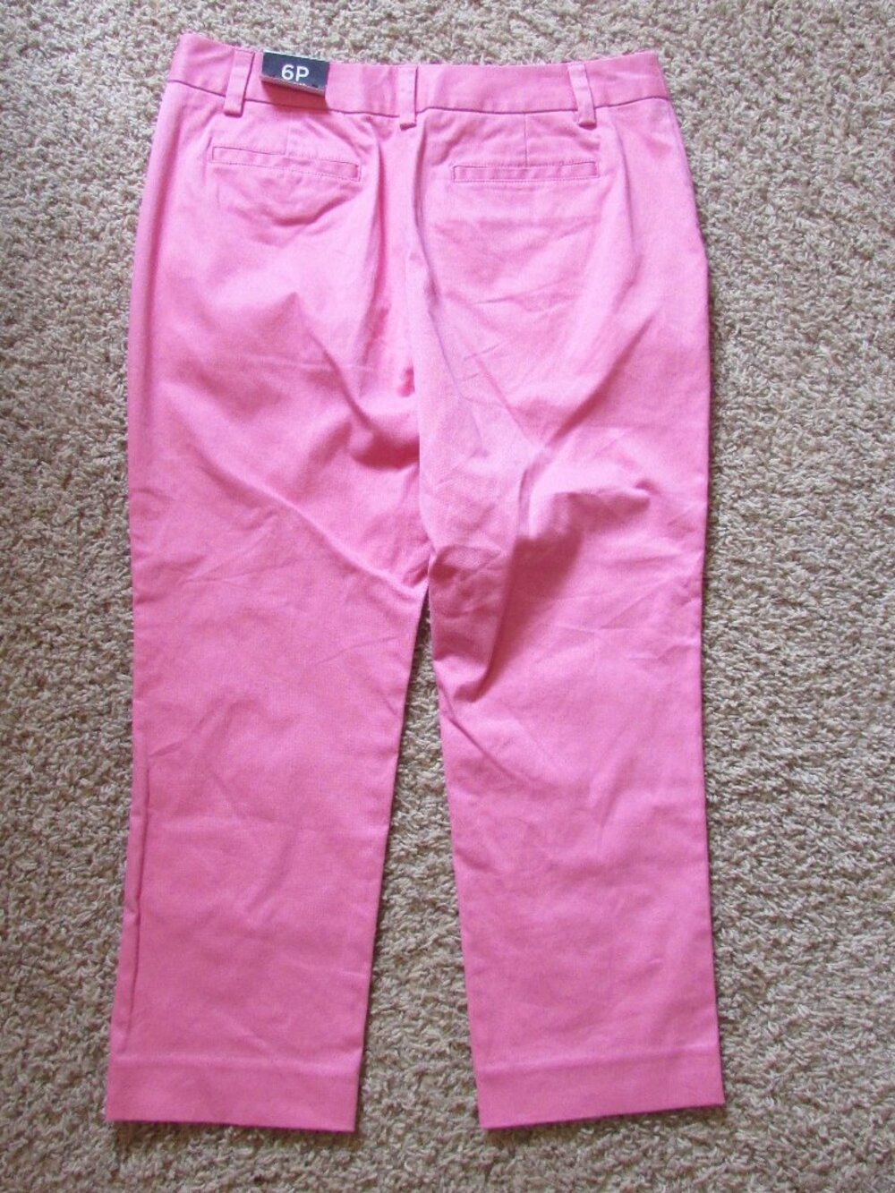NWT Lands' End 6 P Pink Chino Cropped Pants Trousers Mid Rise Straight Leg